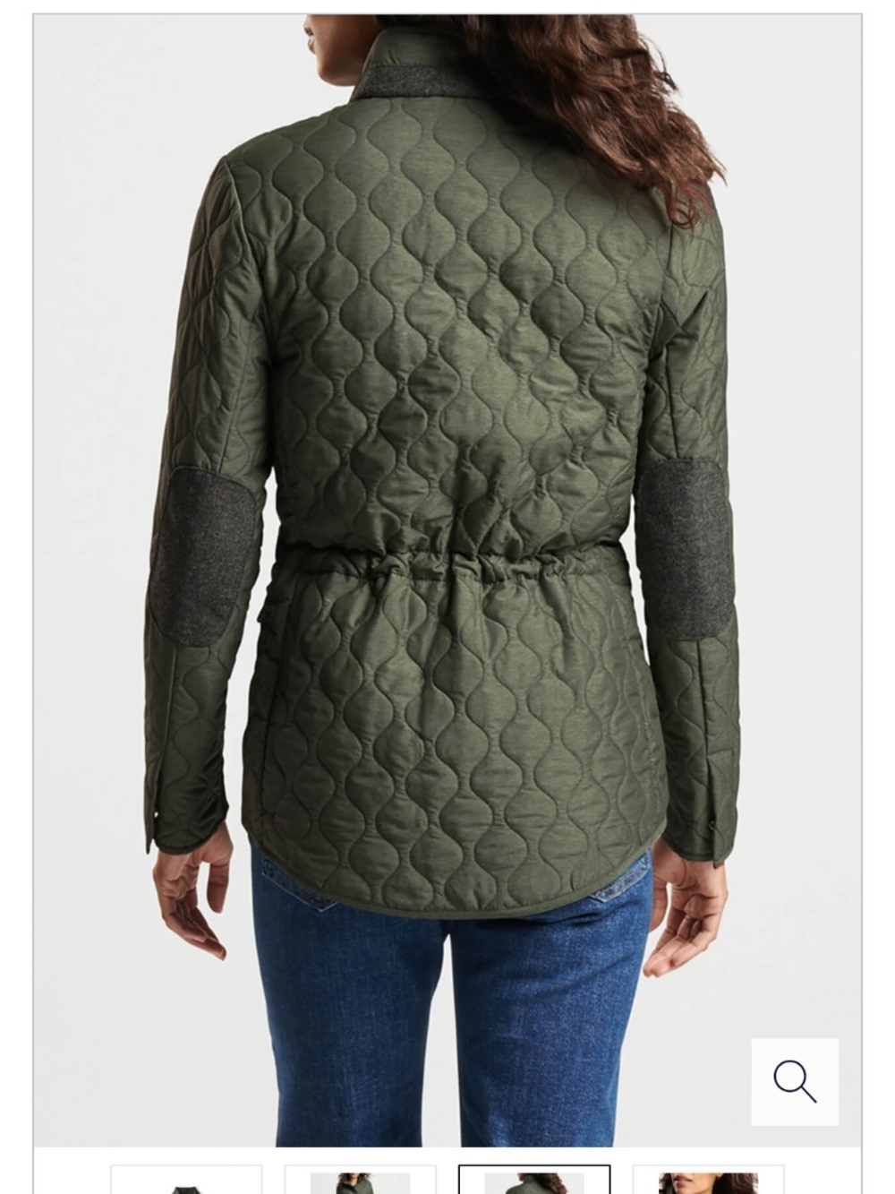 Peter Millar Blakely Quilted Travel Woman Jacket Lambswool Dark Olive Green L